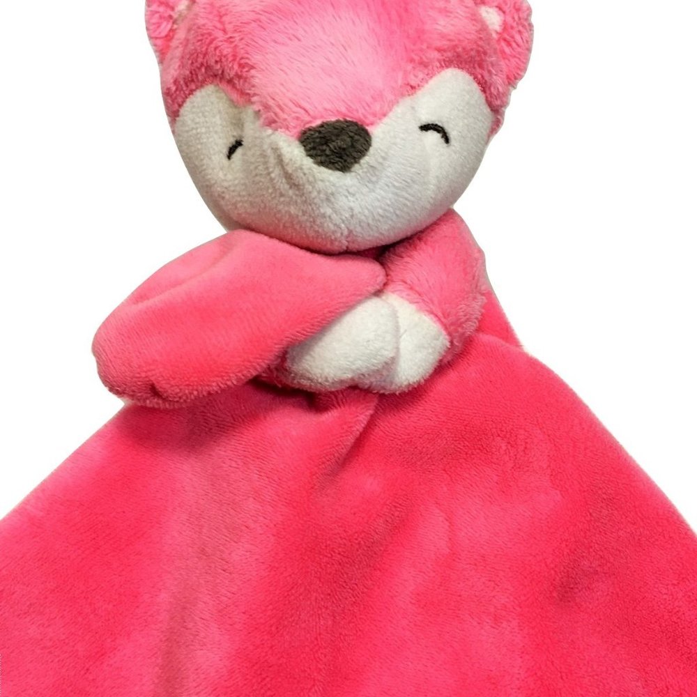 Rare HTF Carters Pink Fox Rattle Security Blanket - Picture 3 of 12